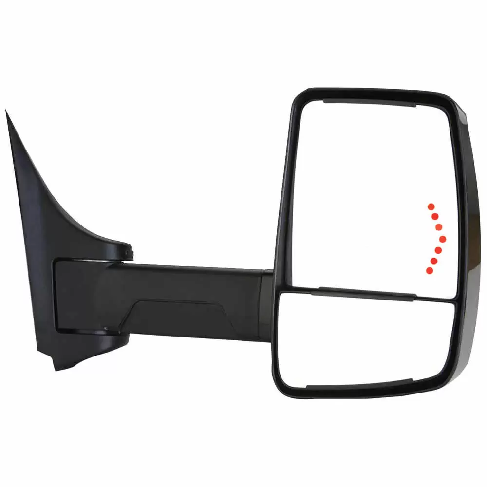 Right 2020XG Heated Remote / Manual Mirror Assembly with Signal Arrow for 96" Body Width - Black - Fits GM - Velvac 716350