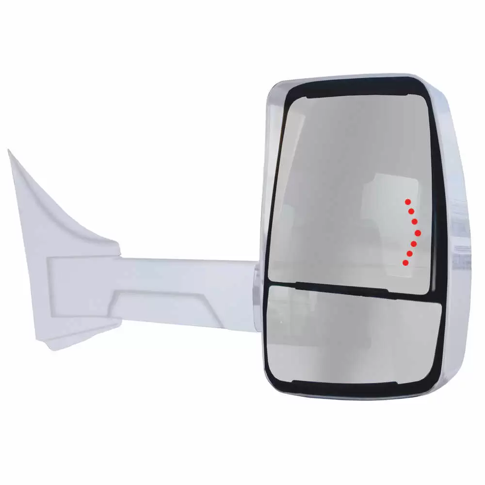 Right 2020XG Heated Remote / Manual Mirror Assembly with Signal Arrow for 96" Body Width - White - Fits Ford E Series - Velvac 716380