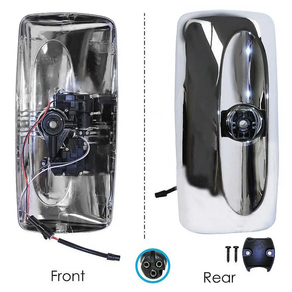 Right 8 x 17 Chrome Upper Flat Motorized Mirror Housing without Glass - Passenger side