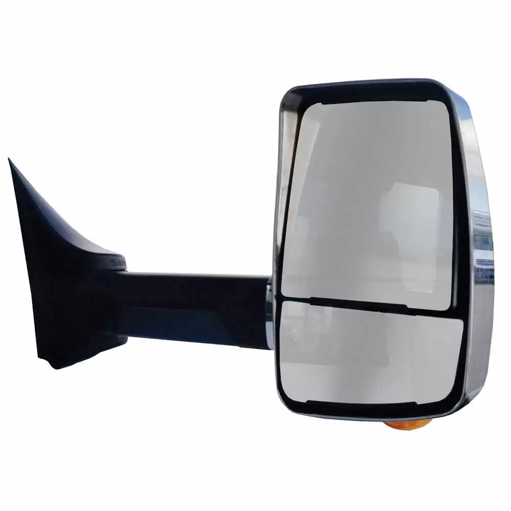 Right Chrome Heated 2020XG Mirror Assembly with Light for 96"" Wide Body - Passenger side - Remote/Manual - Fits GM Velvac 716422