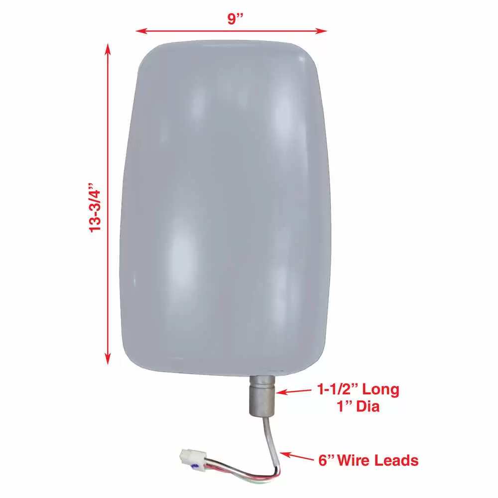 Right Deluxe Heated Remote / Manual Mirror Head - Passenger side - Chrome - Velvac 714608