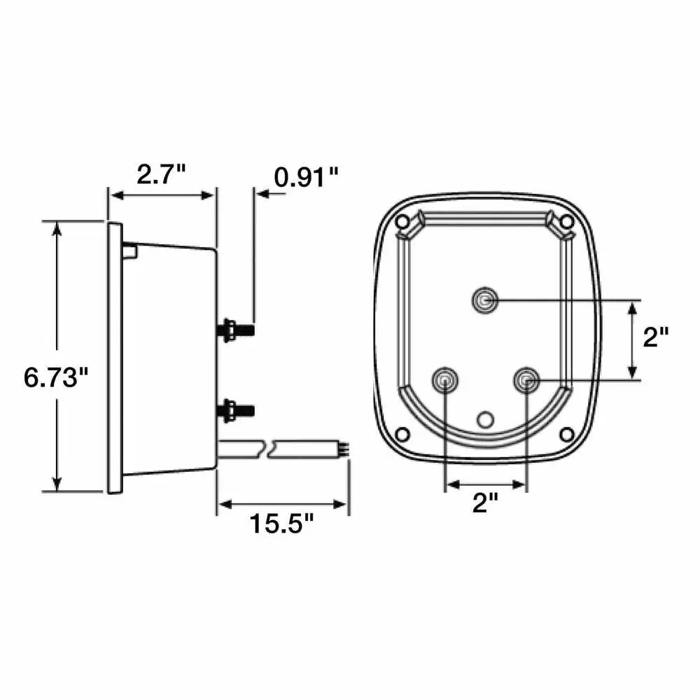 Right LED Stop Tail Turn Box Light Combo - Hardwired