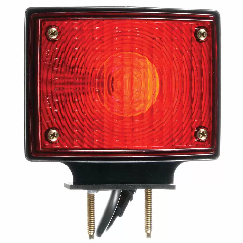 Right Pedestal Lamp with Plug - Red and Yellow with Black Trim