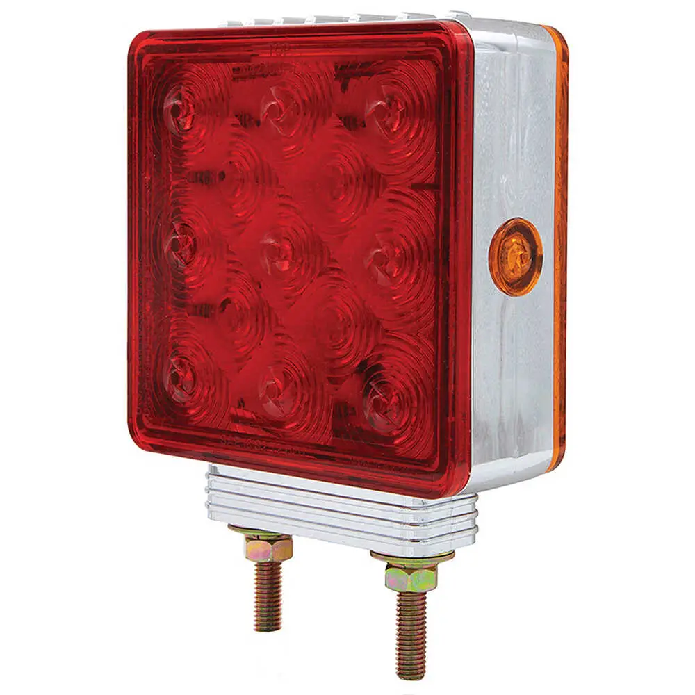 Right Square Pedestal Double Mount Light Red/Amber