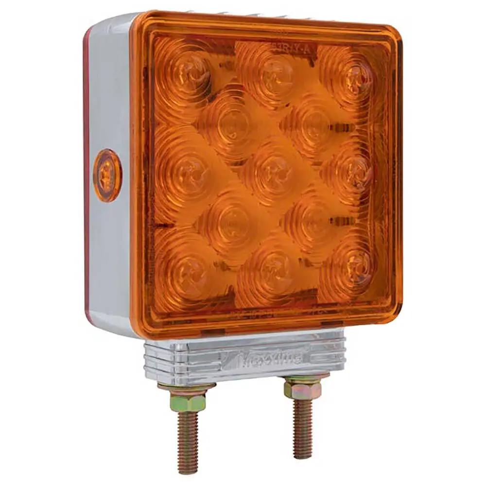 Right Square Pedestal Double Mount Light Red/Amber