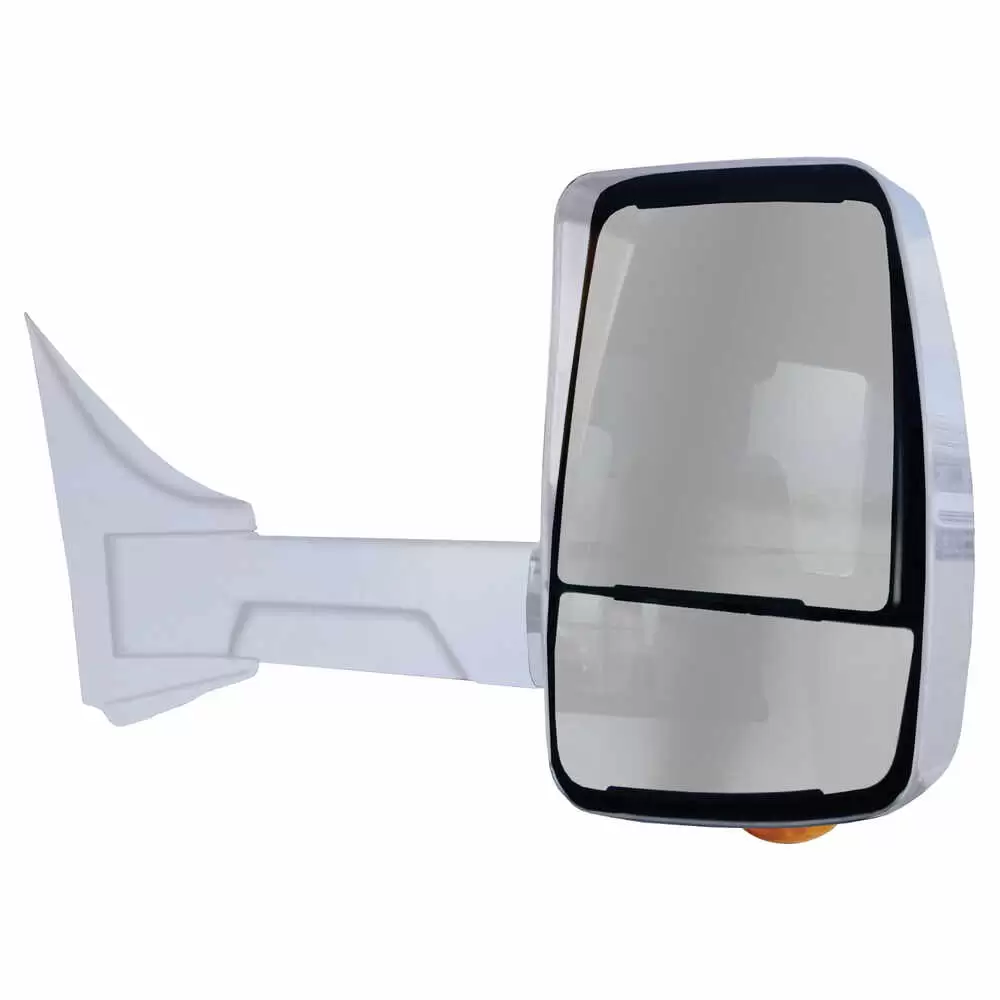 Right White Heated 2020XG Mirror Assembly with Light for 96"" Wide Body - Remote Manual - Fits GM Velvac 716390