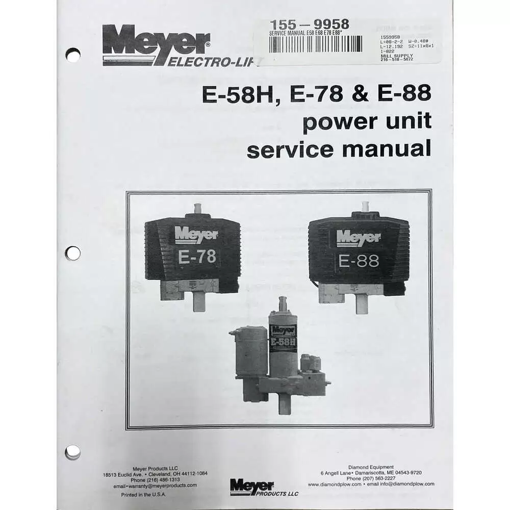 Service Manual for E58H, E78 & E88 Power Units