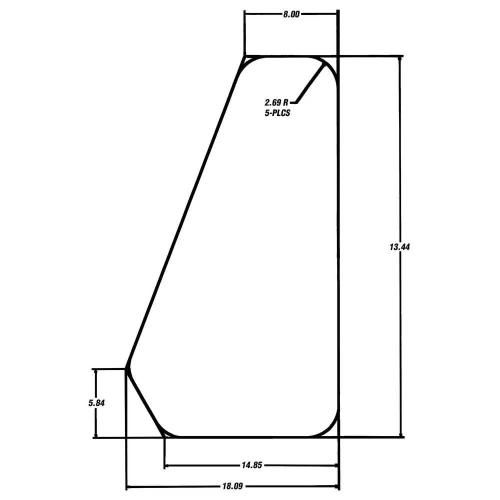 Side Windshield Glass, 32.44"Hx18.1"W