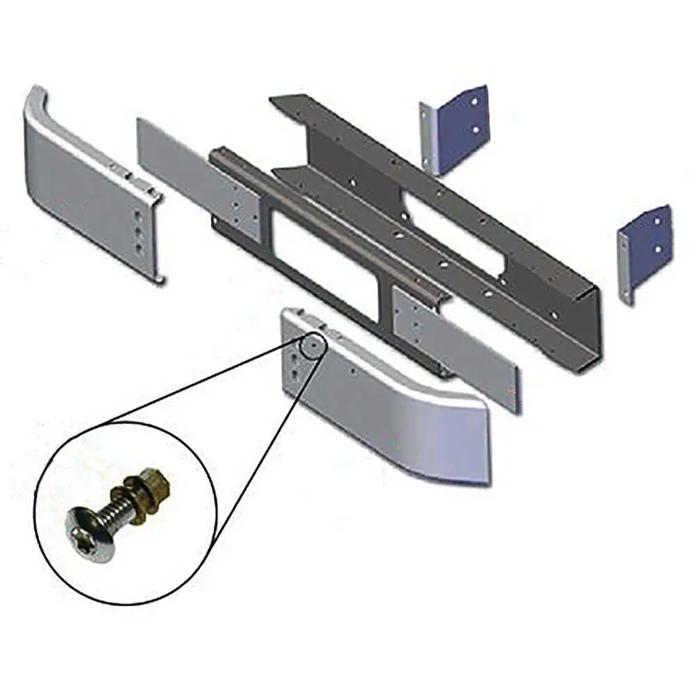 Spring Back Front Bumper Assembly with License Plate Mounts & Center Cutout - Fits Freightliner