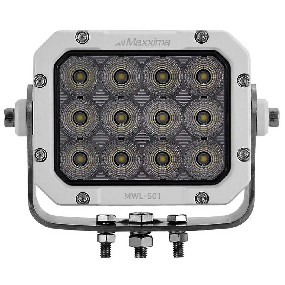 Square High-Powered LED Work Light with White Housing