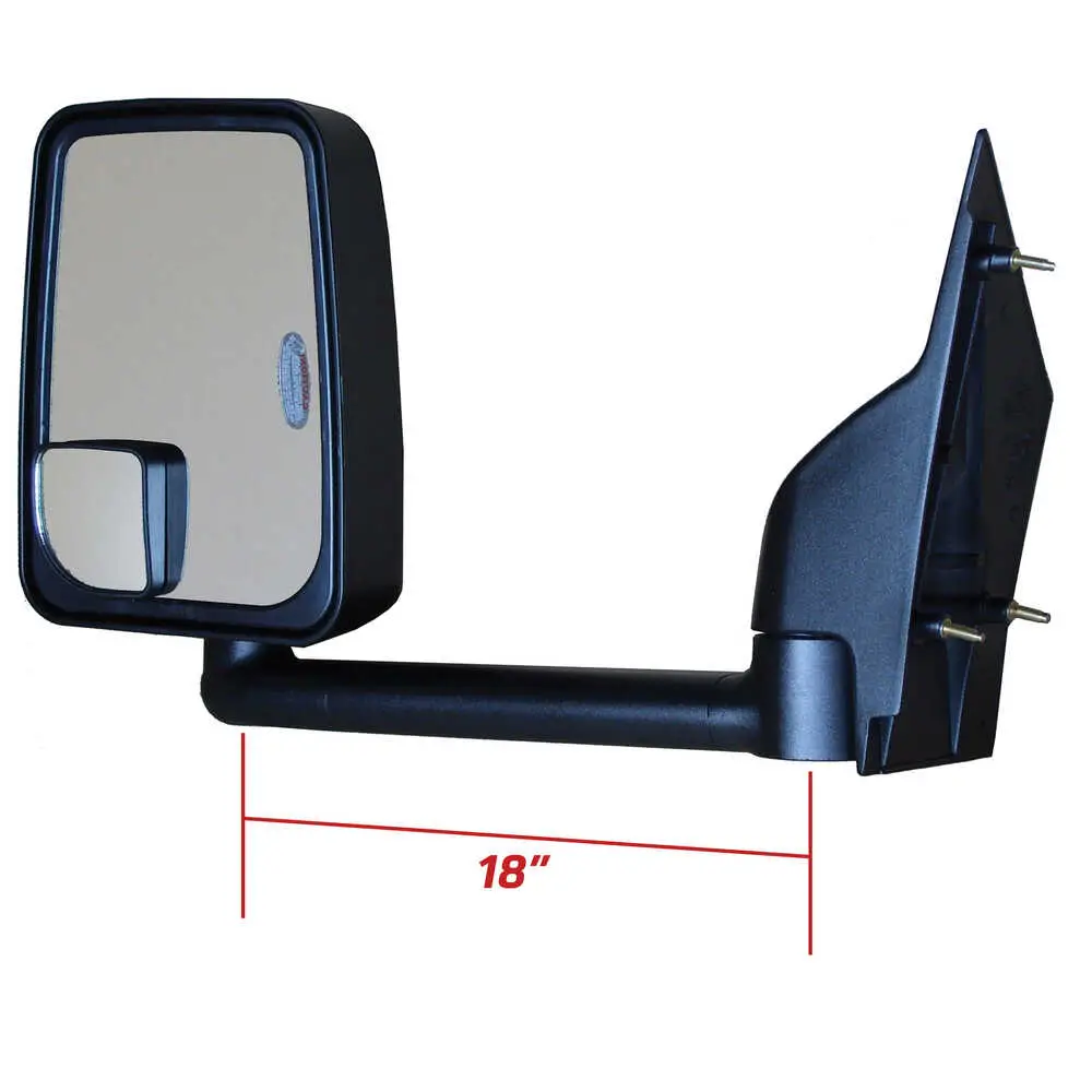 Standard Manual Mirror Assembly for 102" Body, Black - Pair - Fits Ford E350