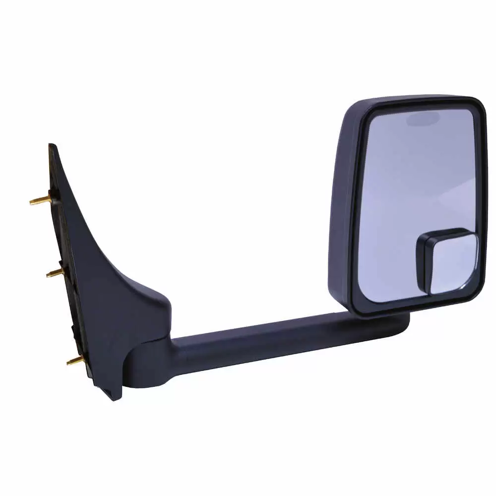 Standard Manual Mirror Assembly for 102" Body Width, Black - Passenger/Right Side - Fits Ford E350