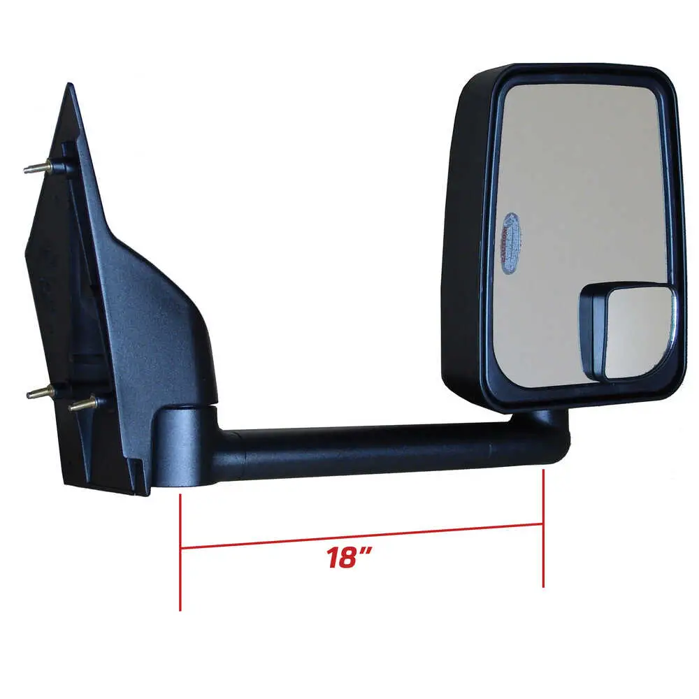 Standard Manual Mirror Assembly for 102" Body Width, Black - Passenger/Right Side - Fits Ford E350