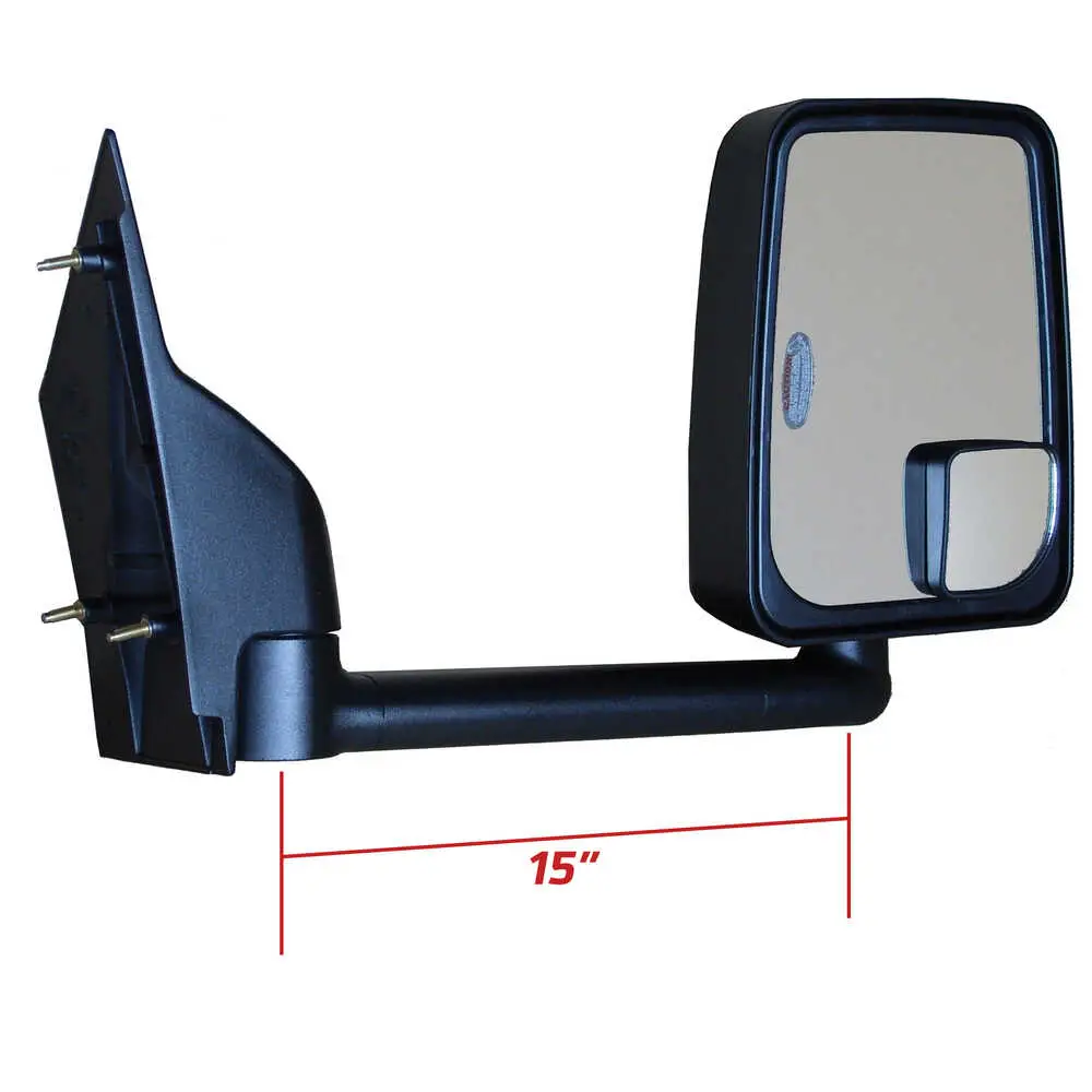 Standard Manual Mirror Assembly for 96" Body, Black - Passenger/Right Side - Fits Ford E350