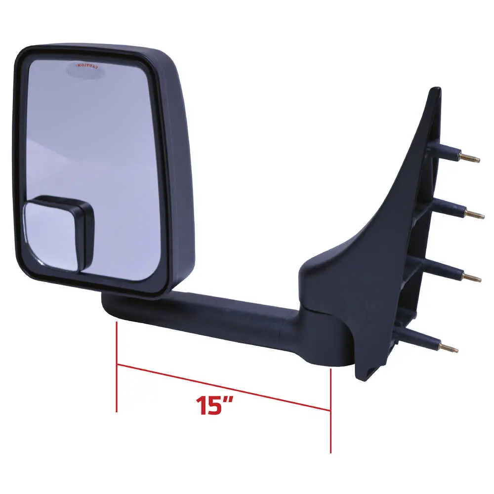 Standard Manual Mirror Assembly for 96" Body - Left/Driver side - Fits 1998 and newer Ford Super Duty F-250 to F-750