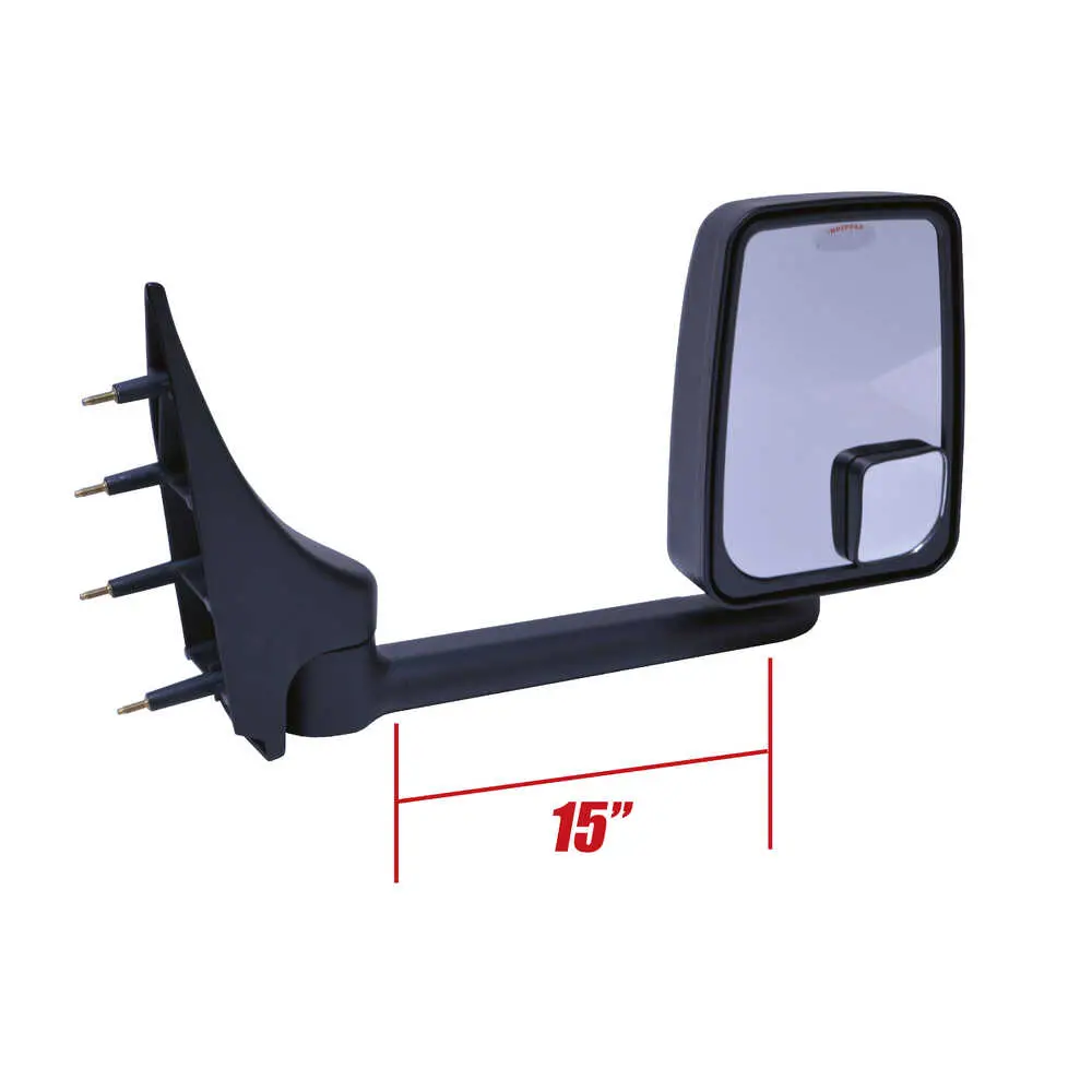 Standard Remote Mirror Assembly for 96" body - Passenger side - Black - Right Side - Velvac 714540