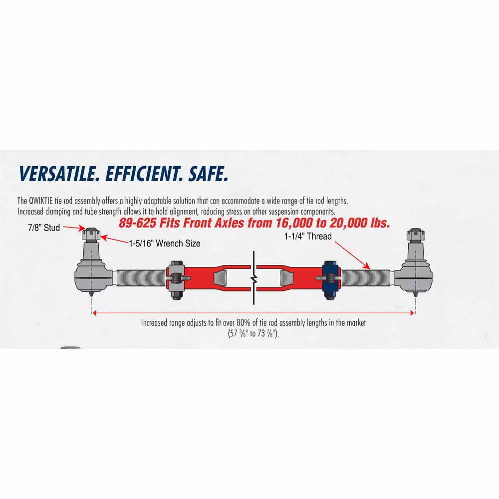 Stemco QWIKTIE Tie Rod Assembly for 16,000 to 20,000 Front Axles
