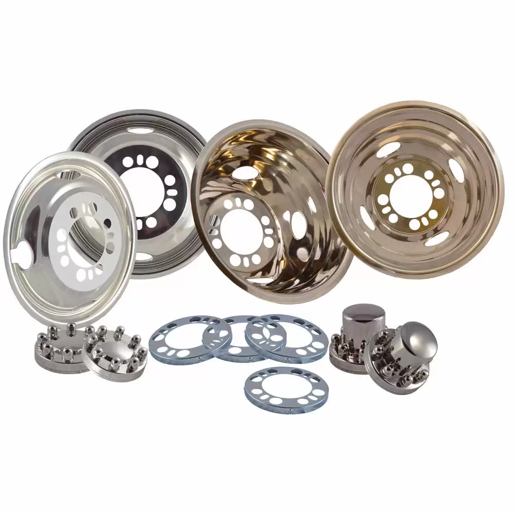 Pacific Dualies 31-1608A Polished 16 Inch 8 Lug Stainless Steel Wheel Stimulator Kit for 2003-2004 Ford F350 Truck 