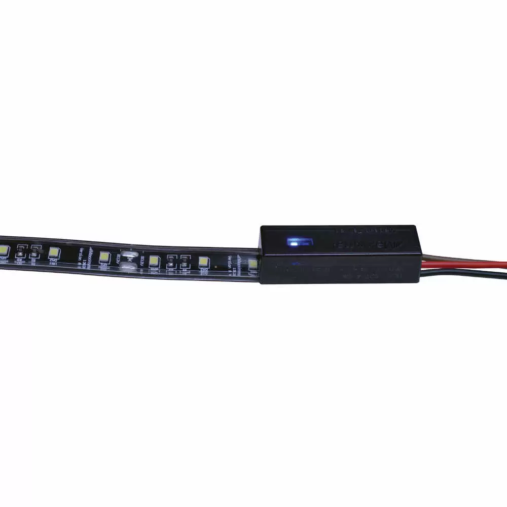 White LED Adhesive Strip Light, 18" with Touch Cap ON/OFF Switch with Remote Wire, 27 LEDs