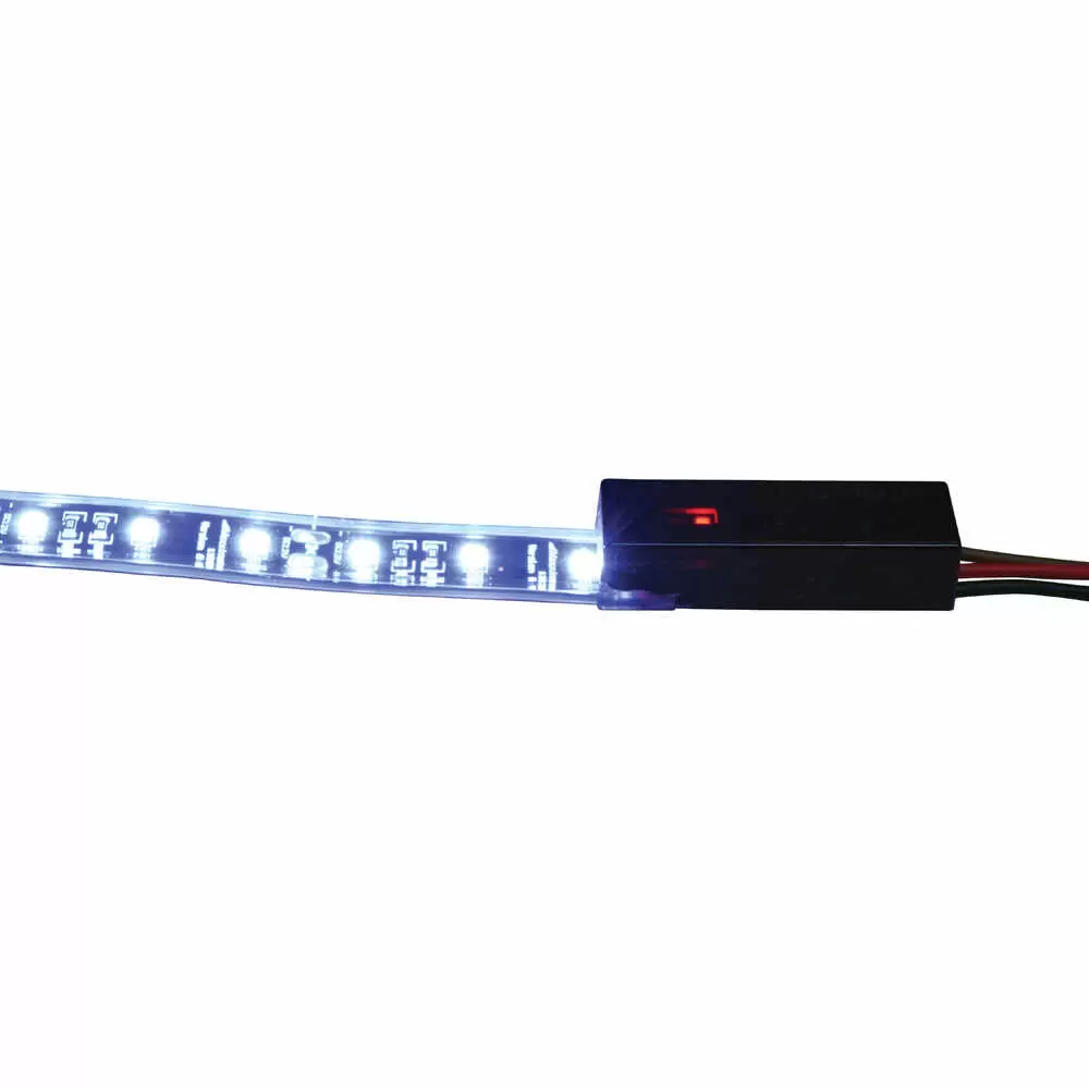 White LED Adhesive Strip Light, 24" with Touch Cap ON/OFF Switch with Remote Wire