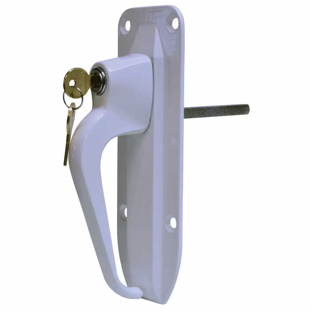 White Locking Rear Door Handle with 5/16 x 3-3/4" Shaft - Kason