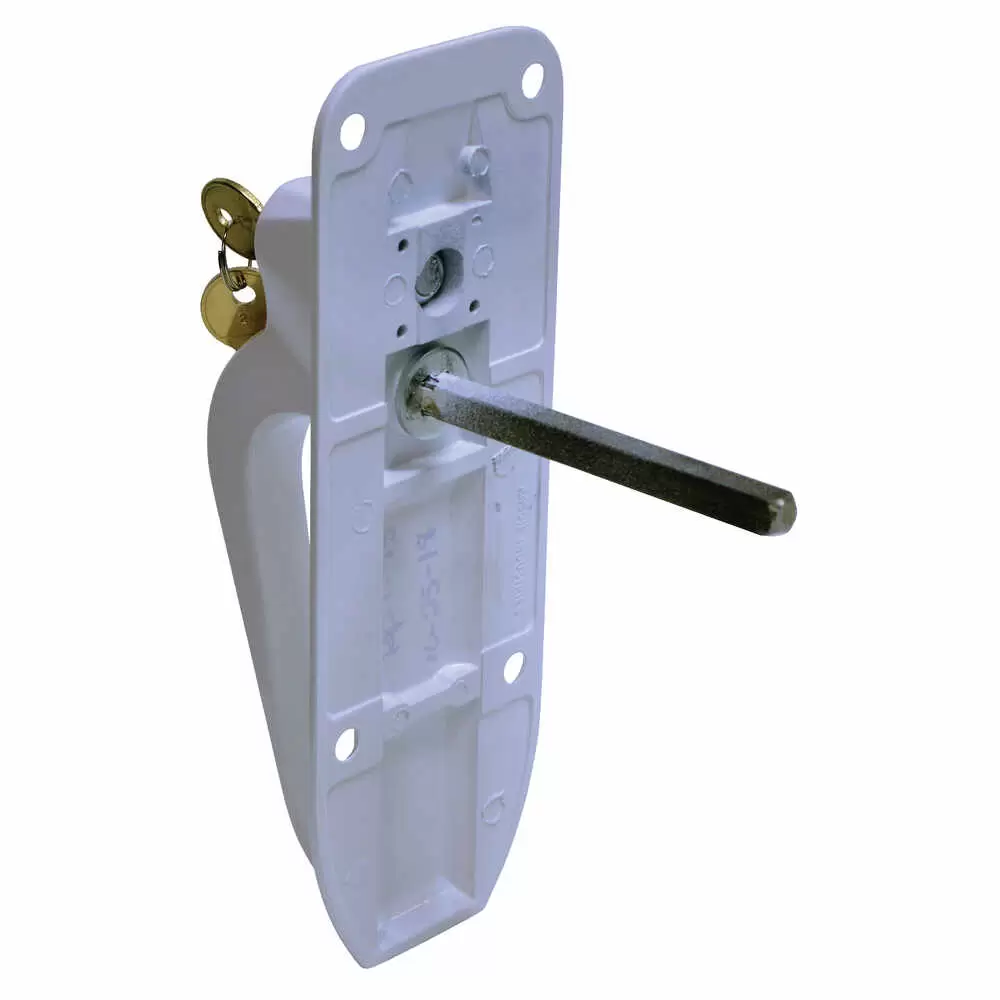 White Locking Rear Door Handle with 5/16 x 3-3/4" Shaft - Kason