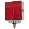  Chrome Square Pedestal Marker Light Single Post Mount, 13 Red Clear LED/14 Amber Clear LED