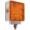  Chrome Square Pedestal Marker Light Single Post Mount, 13 Red Clear LED/14 Amber Clear LED