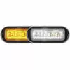 3.8" LED Rectangular Surface Mount Warning Light - Dual Color Amber / White, Clear Lens - 8 LEDs