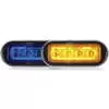 3.8" LED Rectangular Surface Mount Warning Light - Dual Color Blue / Amber, Clear Lens - 8 LEDs