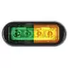 3.8" LED Rectangular Surface Mount Warning Light - Split Color Green / Amber, Clear Lens - 4 LEDs