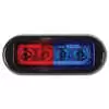 3.8&quot; LED Rectangular Surface Mount Warning Light - Split Color Blue/Red, Clear Lens - 4 LEDs