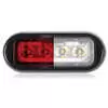 3.8&quot; LED Rectangular Surface Mount Warning Light - Split Color Red / White, Clear Lens - 4 LEDs