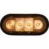 6" Oval Amber / White LED Strobe Light with Grommet - Multi Flash Patterns - Buyers