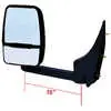 Deluxe Manual Mirror Assembly for 96" Body, Black - Driver/Left Side - Fits Ford E350