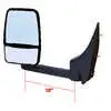 Left Deluxe manual mirror assembly with glass - Driver side- Black - Fits E350 with 102" body width '92-'02