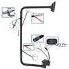 Left mirror loop with wires for heated mirror head & cb radio - Fits Freightliner M2